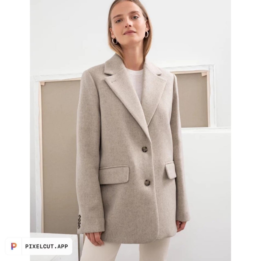 & Other Stories Beige Wool-Blend Blazer Coat